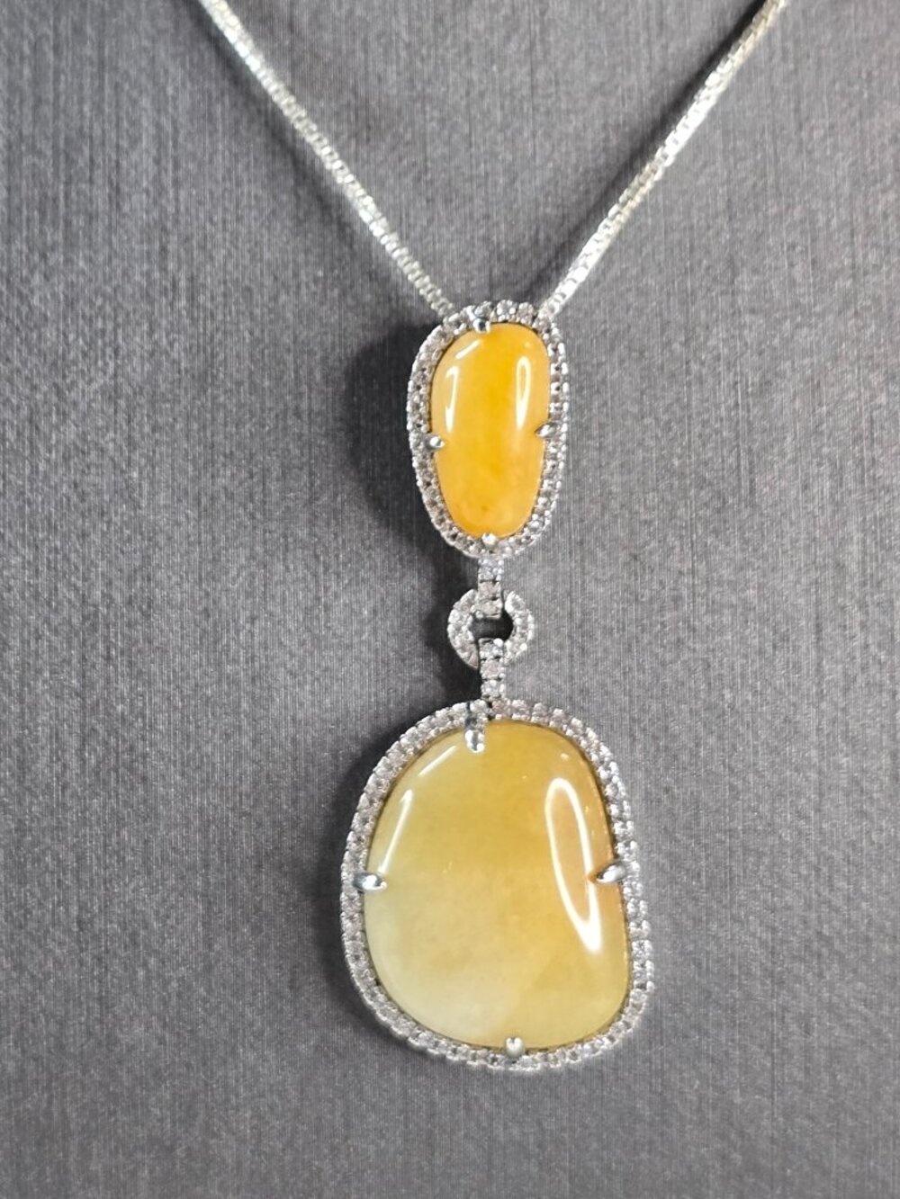 Womens Sterling Silver Modernist Calcite CZ Pendant Necklace 10.8g E810